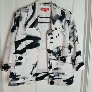 Vintage Gabriella Molinari Abstract Artsy Black & White Jacket Blazer Sz 14
